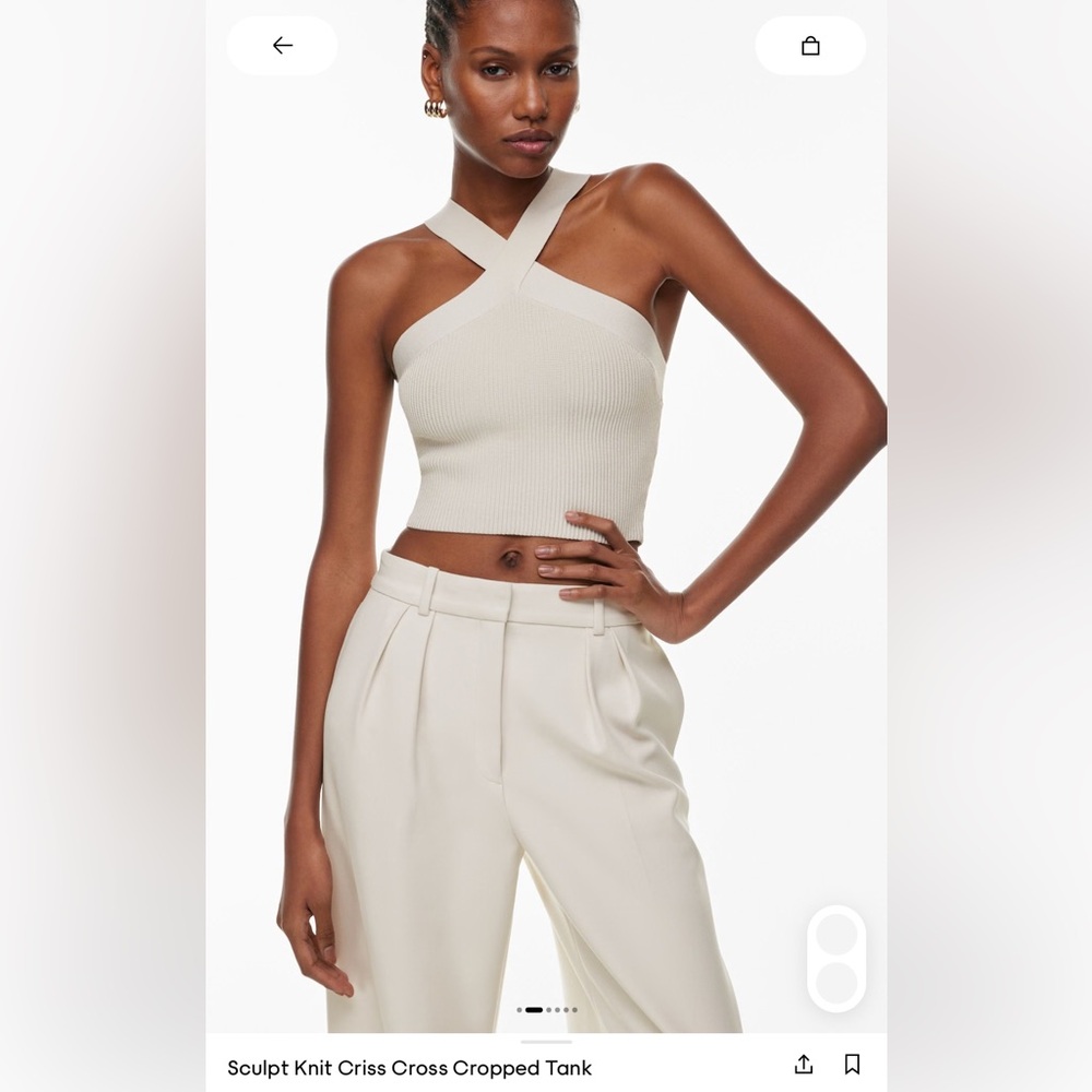 Tan Ribbed Cross-Front Crop Top - Picture 6 of 8
